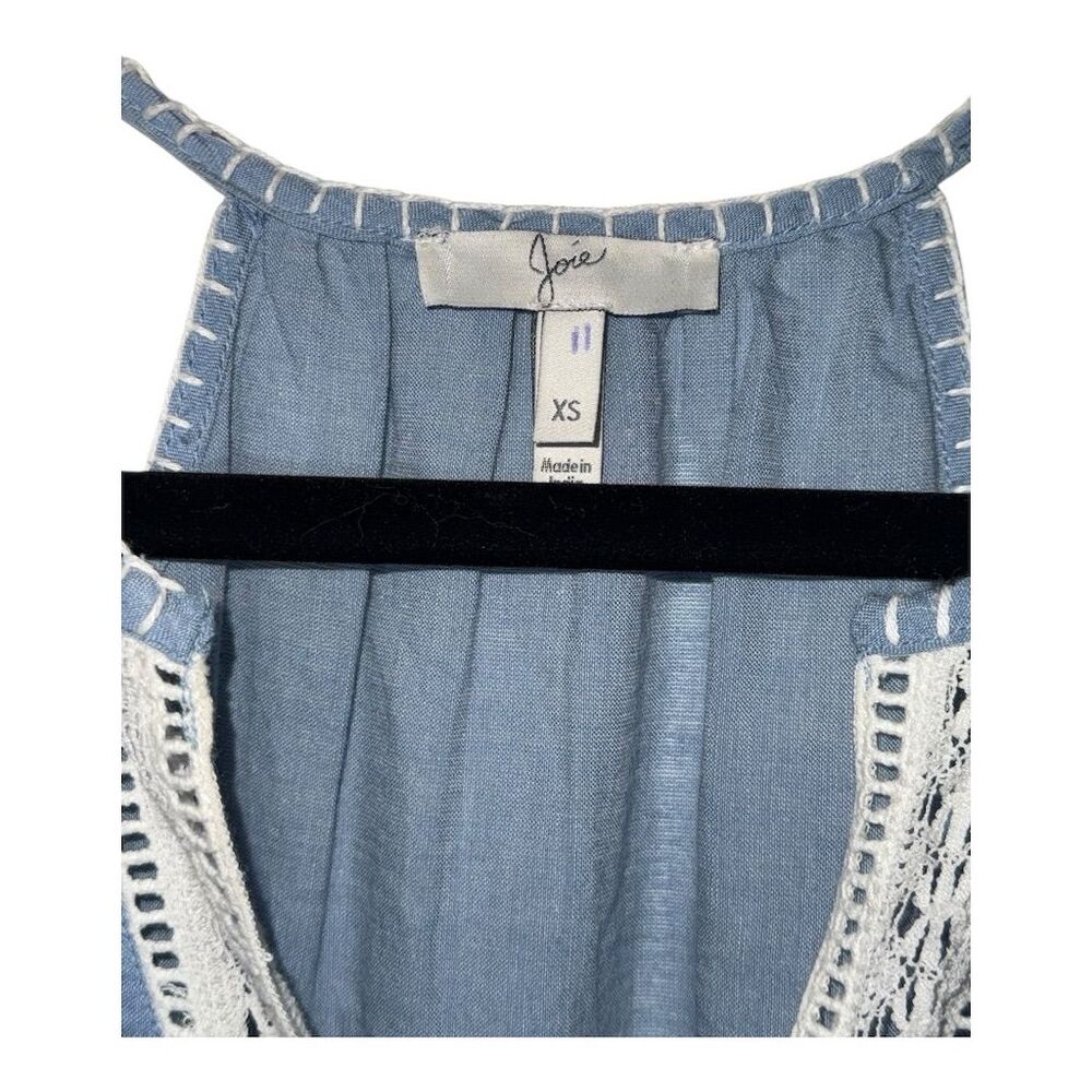 2031. Joie Women's XS Blue Embroidered Eyelet Racerback Tank Top - Picture 2 of 7